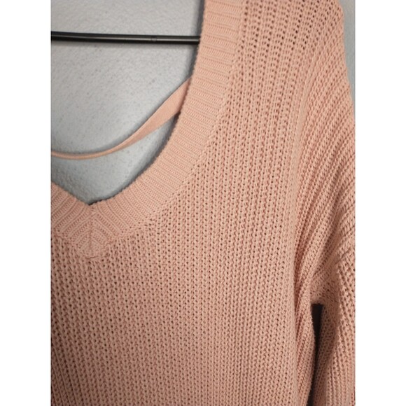 Forever 21 Mauve Pink Knit Sweater Women’s Small V-Neck Keyhole Back Pullover - Picture 2 of 5
